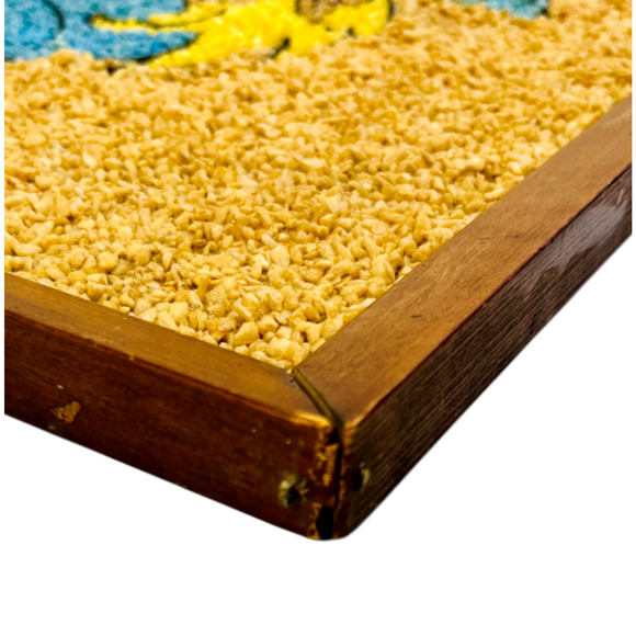 Vintage Pixie Elf Pebble Art Mosaic Gravel Framed Wall Hanging Kitschy 13" x 13" - Picture 10 of 13